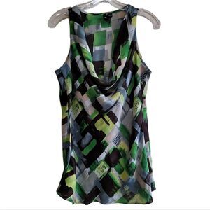 Milano Green Brown Green Multicolored Sleeveless Dress Sz Medium